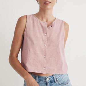 Madewell Button-Front Crewneck Crop Tank NWOT